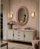 Specchio Ovale in Vetro Artistico Rosa di Murano e Ottone
