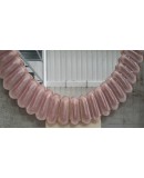 Murano Oval Pink Art Glass and Brass Mid-Century Console / Wall Mirror