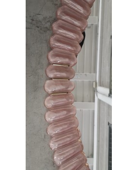 Specchio Ovale in Vetro Artistico Rosa di Murano e Ottone