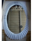 Midcentury Murano Oval Ice White Art Glass and Chrome Italian Wall Mir