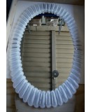 Midcentury Murano Oval Ice White Art Glass and Chrome Italian Wall Mir