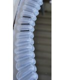 Midcentury Murano Oval Ice White Art Glass and Chrome Italian Wall Mir