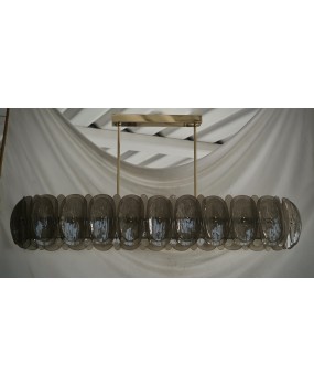 Lampadario Ovale in Vetro Artistico di Murano di Color Fumé