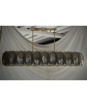 Lampadario Ovale in Vetro Artistico di Murano di Color Fumé