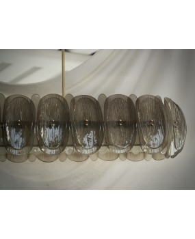 Murano Art Glass Oval Smoky Color Art Deco Chandelier and Pendant