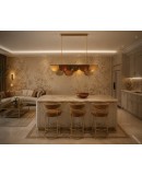 Murano Rectangular Amber Smoky Art Glass and Brass Chandelier and Pend
