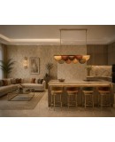 Lampadario Rettangolare in Vetro Artistico di Murano Color Fumé Ambra