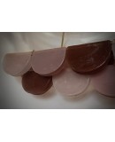 Murano Rectangular Pink Violet Art Glass and Brass Chandelier and Pend