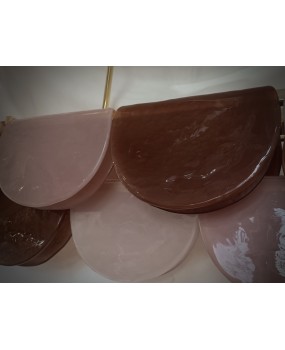 Lampadario di Murano Rettangolare in Vetro Artistico Rosa e Violetto e
