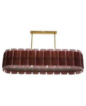 Murano Art Glass Oval Pink Color Mid-Century Chandelier and Pendant