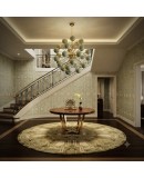 Midcentury Sputnik Spherical Green Glass and Brass Chandelier
