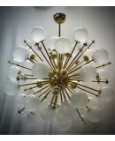 Lampadario Sferico Sputnik in Vetro e Ottone
