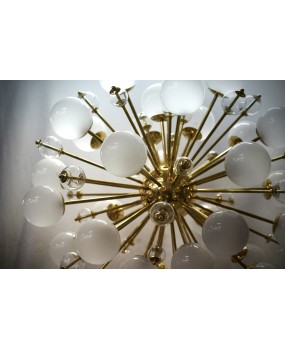 Lampadario Sferico Sputnik in Vetro e Ottone