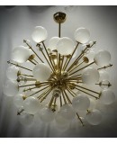 Lampadario Sferico Sputnik in Vetro e Ottone