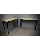 Art Deco Rectangular Wood and Goat Skin French Console Tables, 1920 Art Deco Rectangular Wood and Goat Skin French Console Tables, 1920