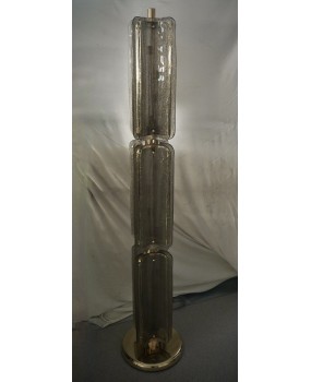 Piantana Art Déco in Vetro di Murano e Ottone di Colore Fumé