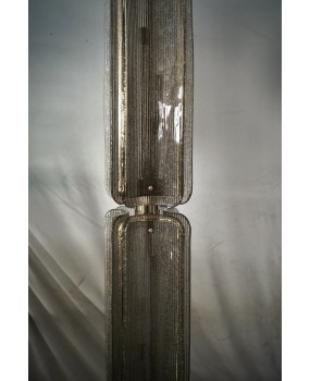 Piantana Art Déco in Vetro di Murano e Ottone di Colore Fumé