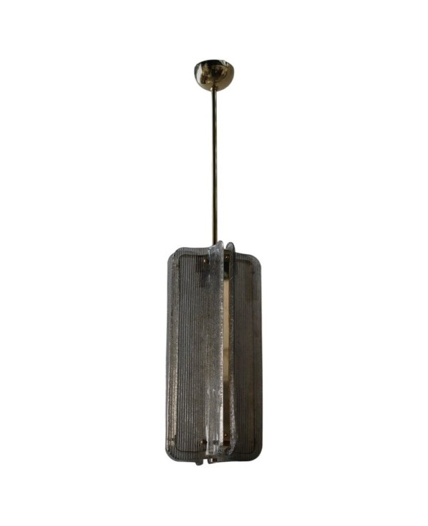 Lampadari in Vetro di Murano e Ottone Color Fumé
