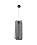 Murano Glass and Brass Transparent Color Art Deco Chandeliers and Pend