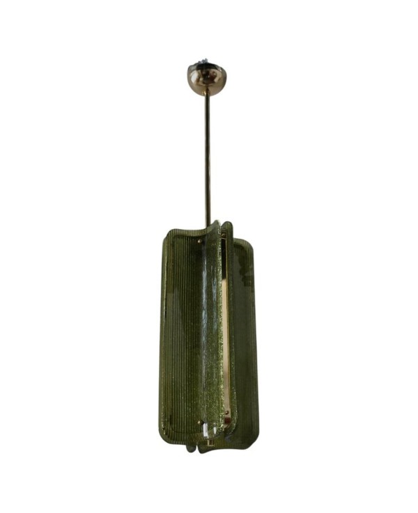 Lampadario in Vetro di Murano e Ottone di color e Verde