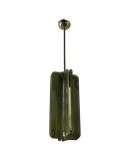 Murano Art Glass and Brass Green Color Art Deco Chandelier and Pendant