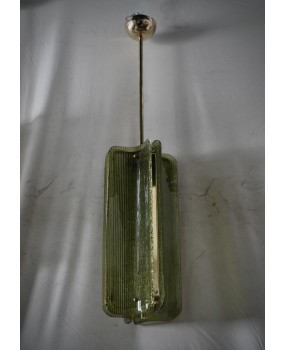 Lampadario in Vetro di Murano e Ottone di color e Verde