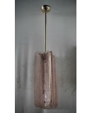 Lampadari in Vetro di Murano e Ottone di Colore Rosa