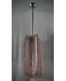 Lampadari in Vetro di Murano e Ottone di Colore Rosa