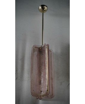 Lampadari in Vetro di Murano e Ottone di Colore Rosa