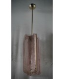 Lampadari in Vetro di Murano e Ottone di Colore Rosa