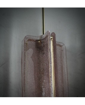 Lampadari in Vetro di Murano e Ottone di Colore Rosa