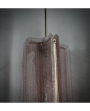 Lampadari in Vetro di Murano e Ottone di Colore Rosa