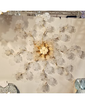 Murano Art Glass and Brass Art Deco Chandelier / Wall Light