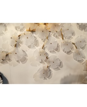 Murano Art Glass and Brass Art Deco Chandelier / Wall Light