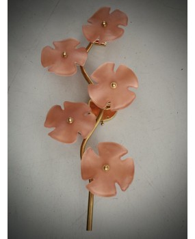 Applique in Vetro di Murano e Ottone di Color Rosa
