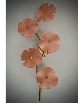 Murano Art Glass and Brass Pink Color Wall Light and Sconces