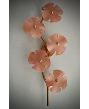 Murano Art Glass and Brass Pink Color Wall Light and Sconces