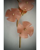 Murano Art Glass and Brass Pink Color Wall Light and Sconces