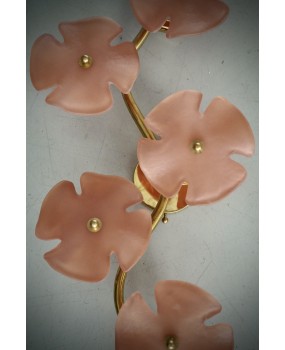 Murano Art Glass and Brass Pink Color Wall Light and Sconces