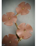 Applique in Vetro di Murano e Ottone di Color Rosa