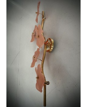 Applique in Vetro di Murano e Ottone di Color Rosa