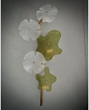 Murano Art Glass and Brass Green and Ice White Wall Light and Sconces