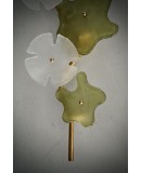 Murano Art Glass and Brass Green and Ice White Wall Light and Sconces