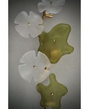 Murano Art Glass and Brass Green and Ice White Wall Light and Sconces