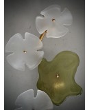 Applique in Vetro di Murano e Ottone di Colore Verde e Bianco Ghiaccio