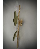 Applique in Vetro di Murano e Ottone di Colore Verde e Bianco Ghiaccio