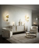 Murano Art Glass and Brass Green and Ice White Wall Light and Sconces