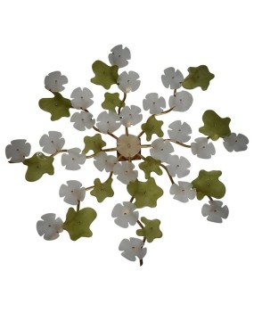 Murano Art Glass and Brass Midcentury Chandelier / Wall Light