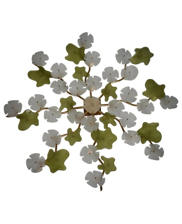 Murano Art Glass and Brass Midcentury Chandelier / Wall Light