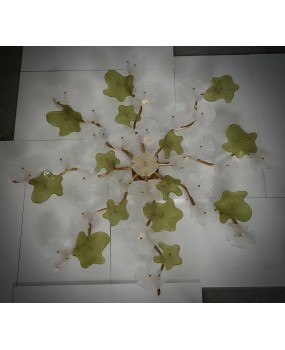 Murano Art Glass and Brass Midcentury Chandelier / Wall Light